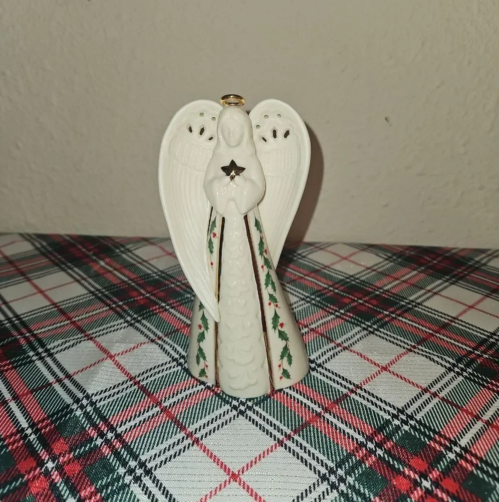 Lenox Ivory and Gold Holiday Porcelain Angel Bell Ornament